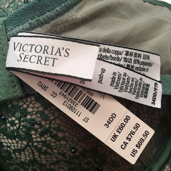 Victoria's Secret Dream Angels Bra Padded Push Up Lace Rhinestones Underwired - Picture 7 of 11